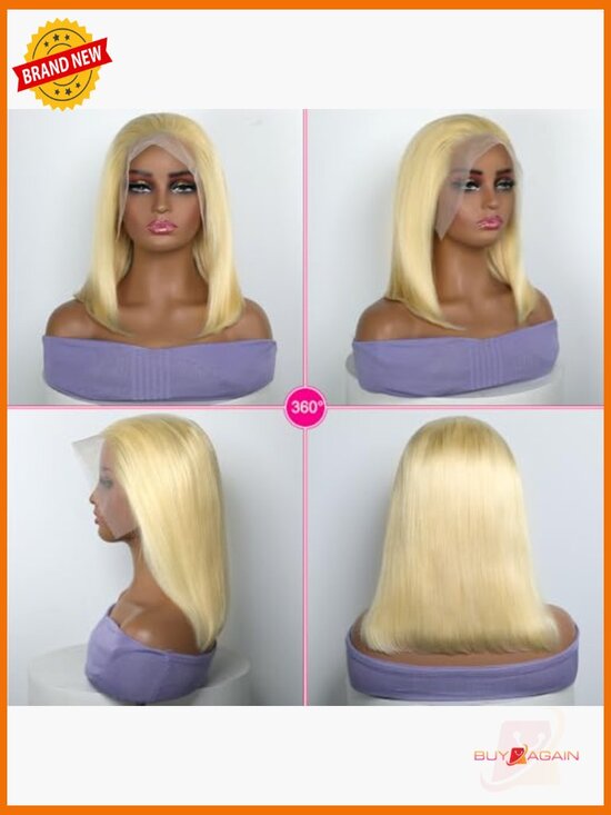 180 Density 13x4 HD Lace Front Bob Wig Human Hair Pre Plucked Glueless 10 Inch main image 4